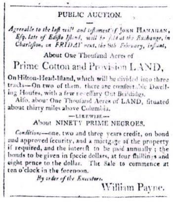 William Payne auction for 90 slaves